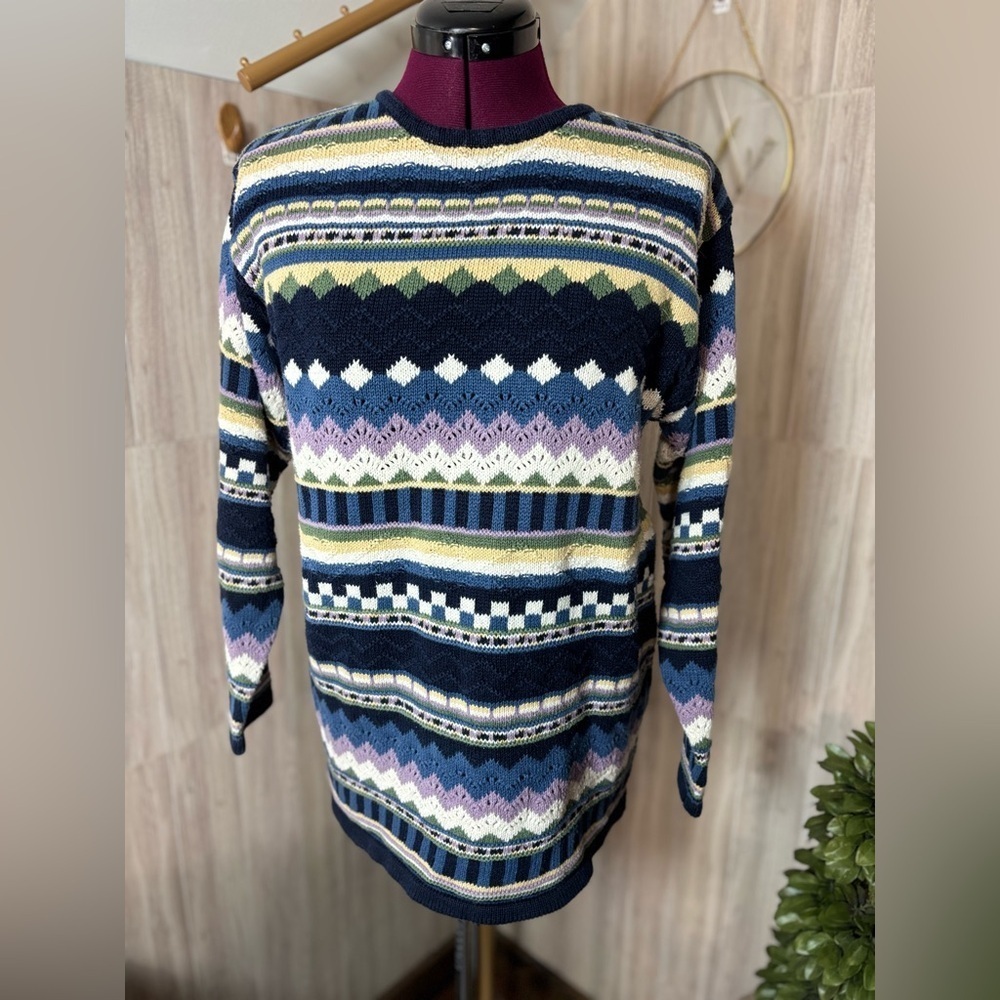 Paul Harris Design Vintage Colorful Striped Women’s Crewneck Sweater